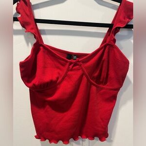 Garage red medium flutter sleeve rib cami
